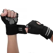 Тяжелая атлетика, перчатки, нейлон, дышащие перчатки для запястья, полуперчатки для пальцев, нескользящие перчатки для занятий тяжелой атлетикой