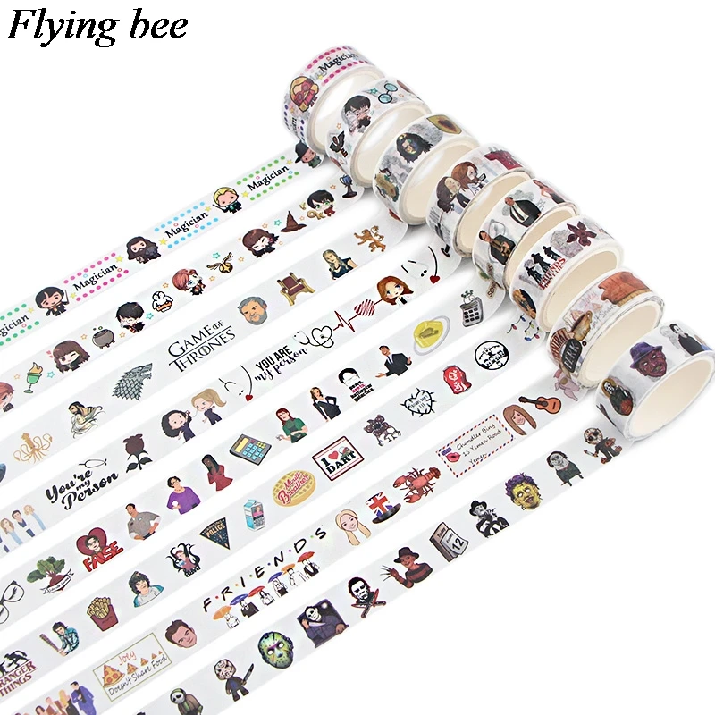 Flyingbee 15mmX5m Бумага васи лента фильм креативная клейкая DIY Скрапбукинг стикер