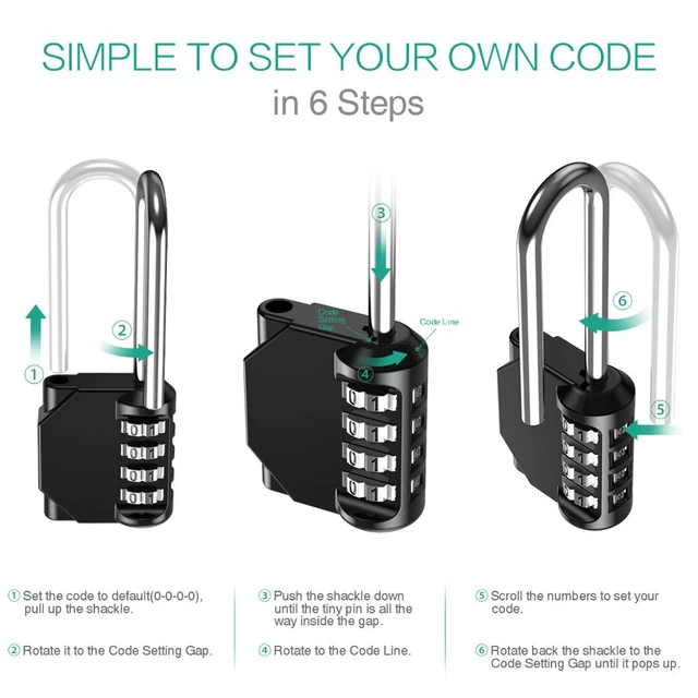 Serrure à combinaison Portable à 4 chiffres, cadenas de sécurité résistant  aux intempéries, pour gymnase en plein air, verrouillage à Code noir -  AliExpress