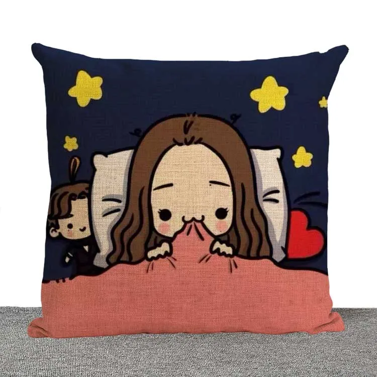 Customized Anime lover pillow cover, cartoon couples Valentine's Day gifts throw pillow case Square Throw Pillowcase wholesale