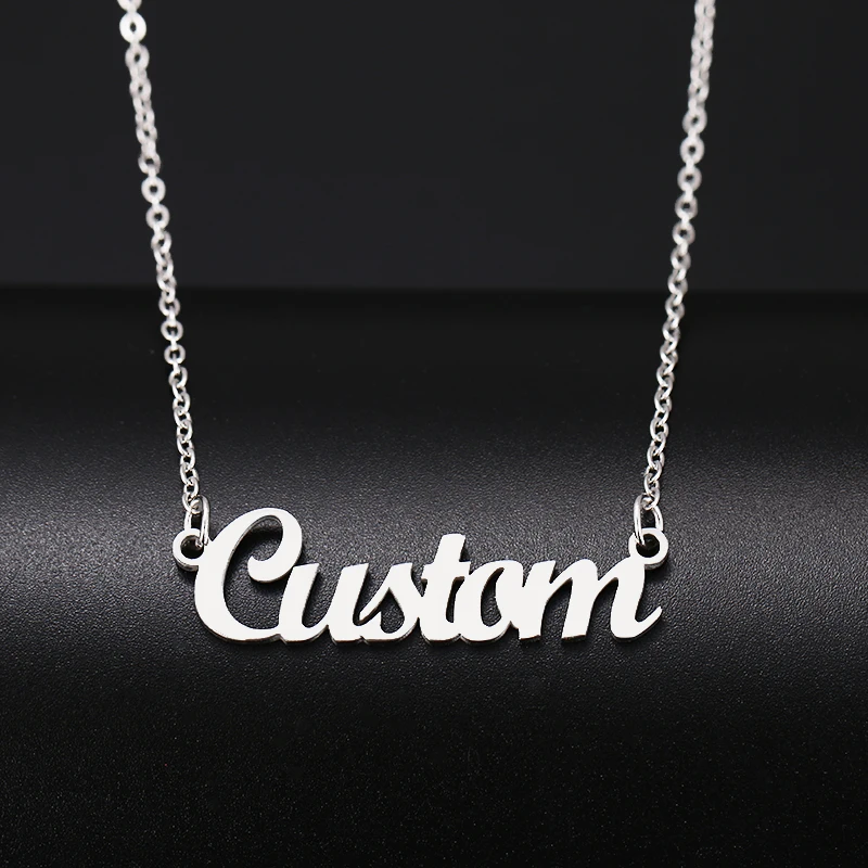 DOTIFI имя ожерелье s персонализированные пользовательские нержавеющая сталь Дамская мода ожерелье с надписью обручальные ювелирные изделия Z23 - Окраска металла: Silver