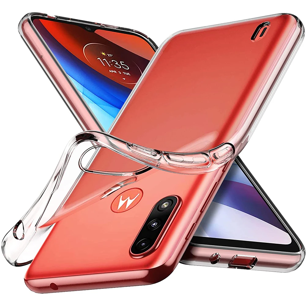 Чехол для Motorola Moto E7 Power силиконовый прозрачный облегающий бампер из ТПУ мягкий