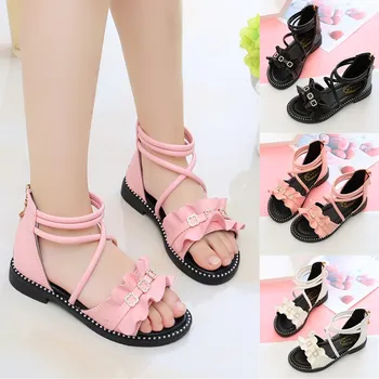 

2020 New Girls' Sandals Children Summer Flat-heeled Shoes Princess's Sandals Kid's Beach Shoes Little Girls Party Shoes Toddler