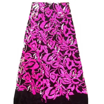 

Latest French Tulle Lace Fabric 2020 High Quality African Sequin Lace Fabric Embroidery Sequence Nigerian Party Dress Lace RH01
