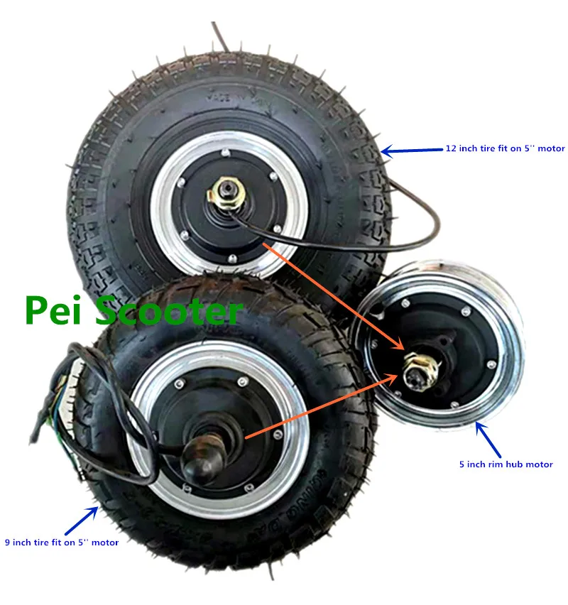 12 дюймов шины или 9 дюймов шины на 5 дюймов обод интегрированный Мотор колеса, BLDC шкив двигателя phub-925
