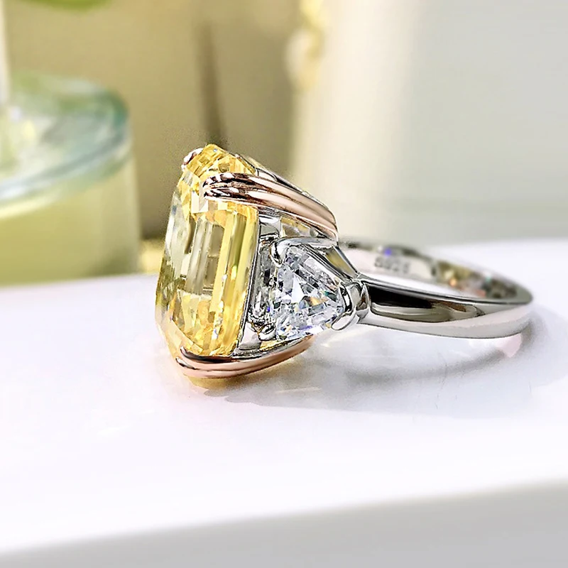 OEVAS 100% 925 Sterling Silver Sparkling 13*16mm Pink Yellow High Carbon Diamond Fine Jewelry Wedding Party Fine Jewelry Gifts