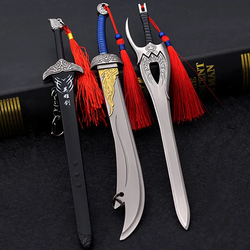 Zinc Alloy 22cm Exquisite Keychain Cosplay Metal Weapon Unknown Hero
