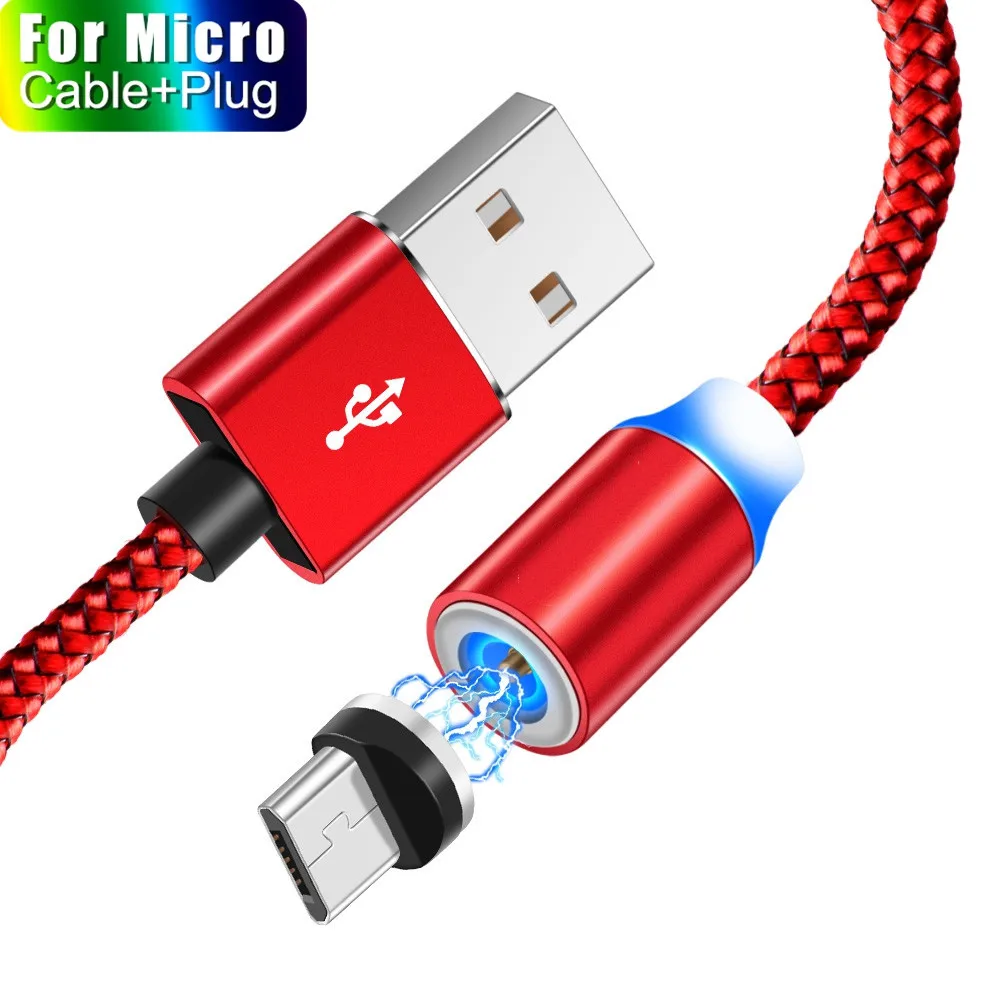 Магнитный зарядный кабель Micro USB кабель быстрая зарядная зарядка USB быстрая зарядка строка данных для iphone или type-c или Android - Цвет: for Android Red