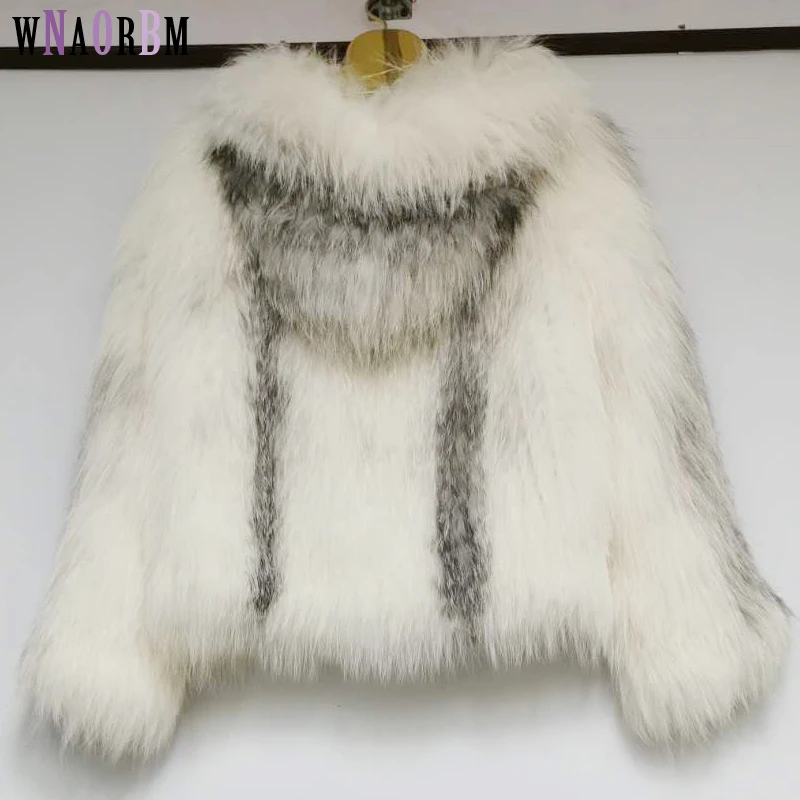 New style natural fox knitted coat with cap women's real fur coat imported high quality fox fur fashionable, elegant and warm