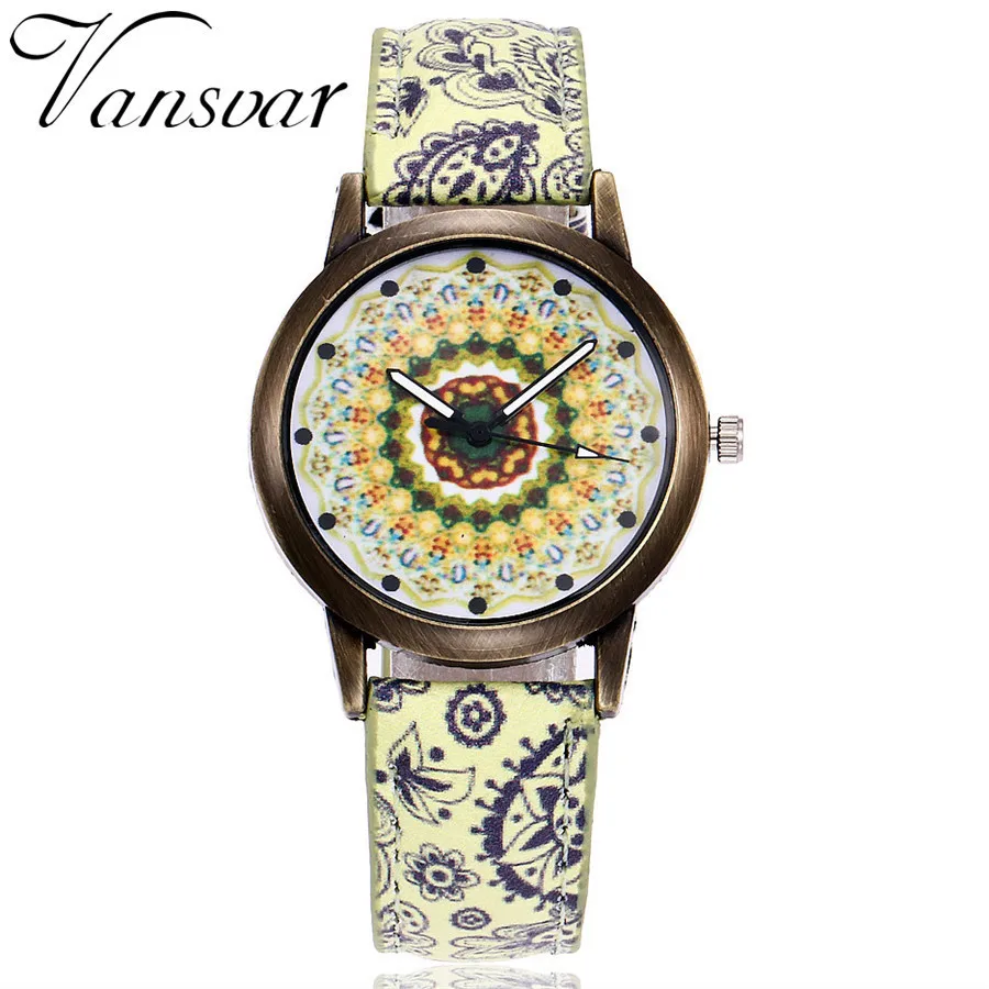 

2019 New Women Watchs Vintage National Style Printing Ladies Watch Temperament Women's Quartz Watch Female Gift Watch To Report