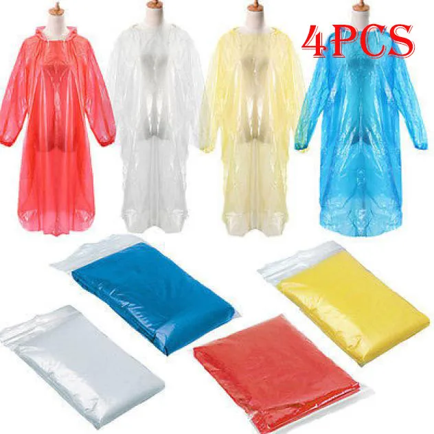 Random Color 4Pcs Дождевик водонепроницаемый 1 шт одноразовый взрослый аварийный водонепроницаемый дождевик пончо походный Кемпинг дождевик с капюшоном случайный цвет Хит - Цвет: Random Color 4Pcs