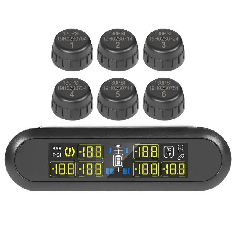 Солнечный грузовик TPMS монитор давления в шинах Temp сигнализация с 6 внешними датчиками экономия топлива и обеспечение безопасности вождения
