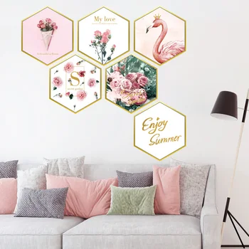 

[SHIJUEHEZI] Romantic Pink Flamingo Animal Wall Stickers DIY Flowers Plant Wall Decals for Kids Bedroom Living Room Decoration