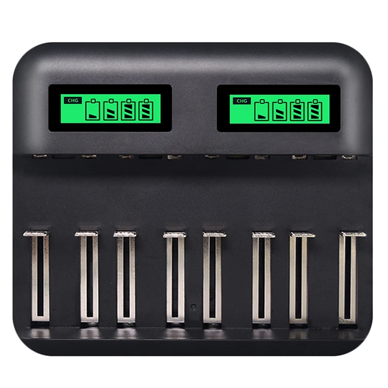 8 слотов ЖК-дисплей Usb Смарт зарядное устройство для Aa Aaa Sc C D размер