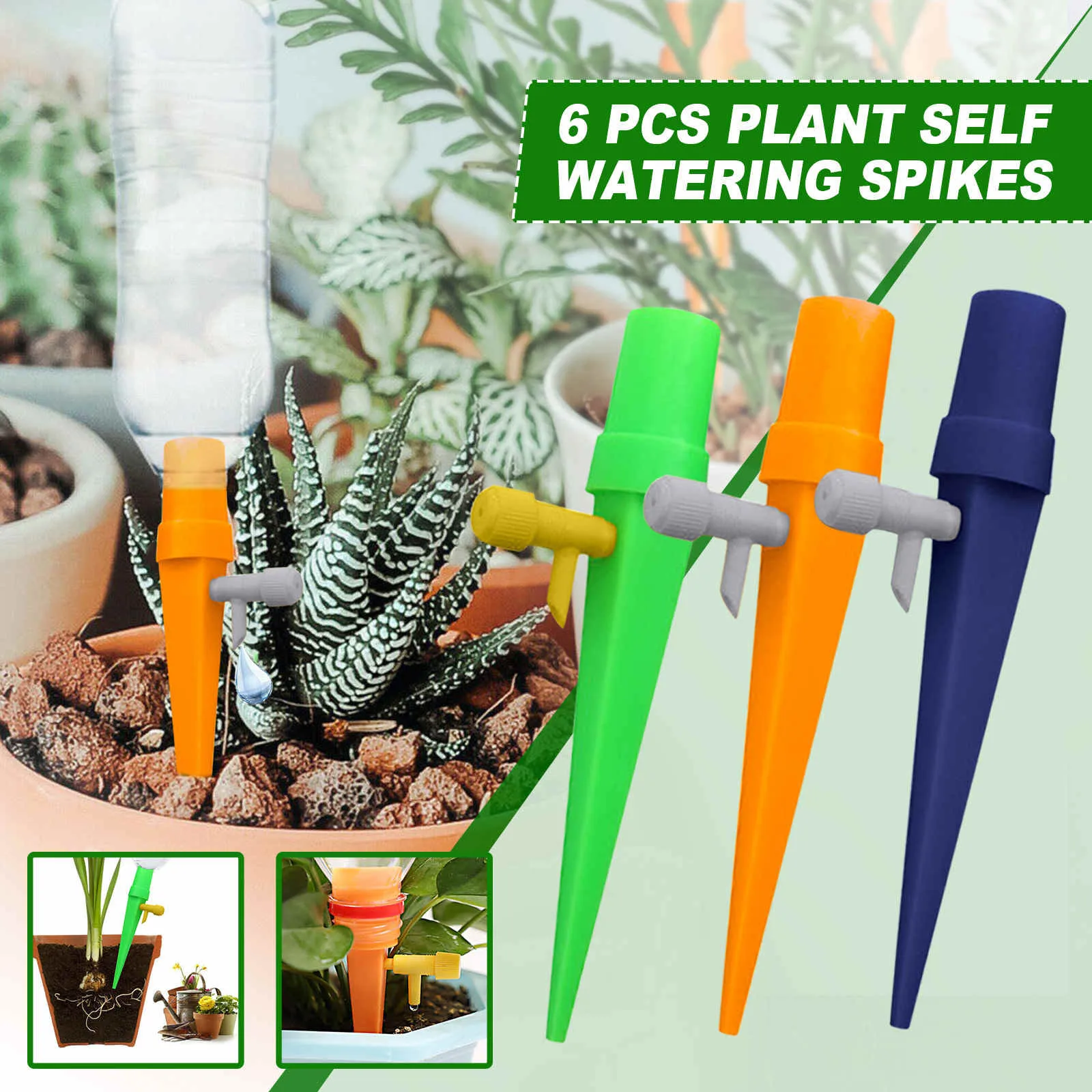6PCS Plant Self Watering Spikes Auto Drip Irrigation System Plants