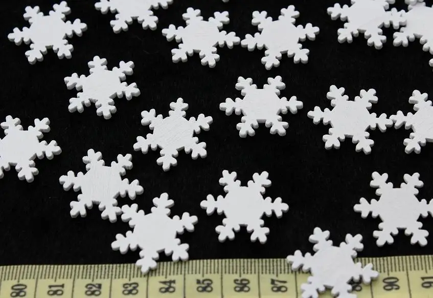 

300pcs white lovely christmas snow flakes 25mm natural Wood, Wooden beads cabochon pendants beads snowflakes