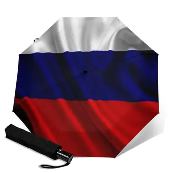 

Russian flag creative men's and women's automatic three fold umbrella rainy day colorful fashion umbrella
