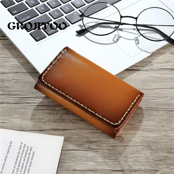 

GROJITOO Hand made purse with vegetable tanned leather solid color creative men's and women's wallet fashion coin purse