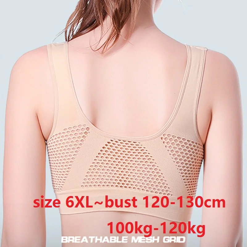 2pcs/set Sexy mesh Bra with Pads Plus Size 6XL Women white black beige Sports Bralette Wireless Comfortable Sleep Active | Женская