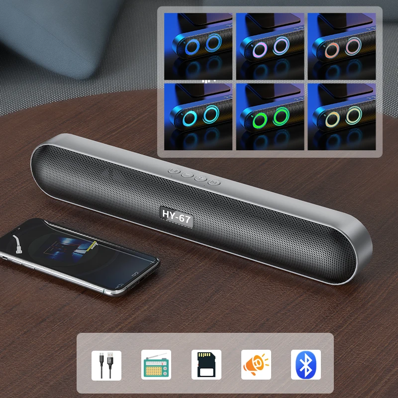 6D Stereo Bluetooth Speaker Desktop Wireless Bass Column Outdoor USB Speakers Support TF Card Subwoofer Loudspeaker Hifi speaker |