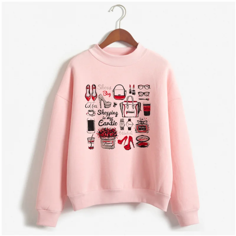 Latest autumn and winter perfume bottle print hoodie women's fashion retro hoodie women's perfume Harajuku pink sweater - Цвет: WY-pink-10-13