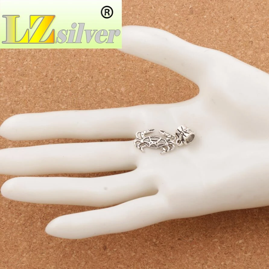 Crab Crawling Big Hole Beads 12.8x30.5mm 100pcs Zinc Alloy Dangle Fit European Charm Bracelets Jewelry DIY B180