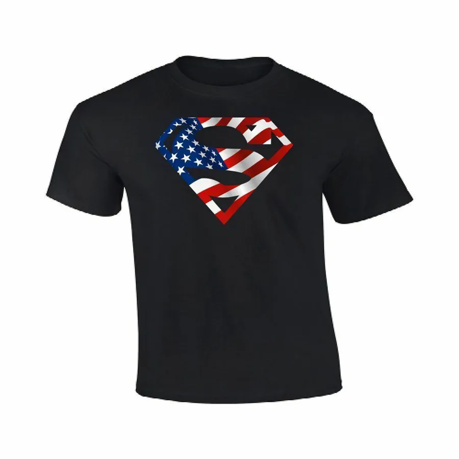 

Men'S American Flag Superman Logo Shield T-Shirt • Tee Patriotic Usa Cool Gift Personality Tee Shirt