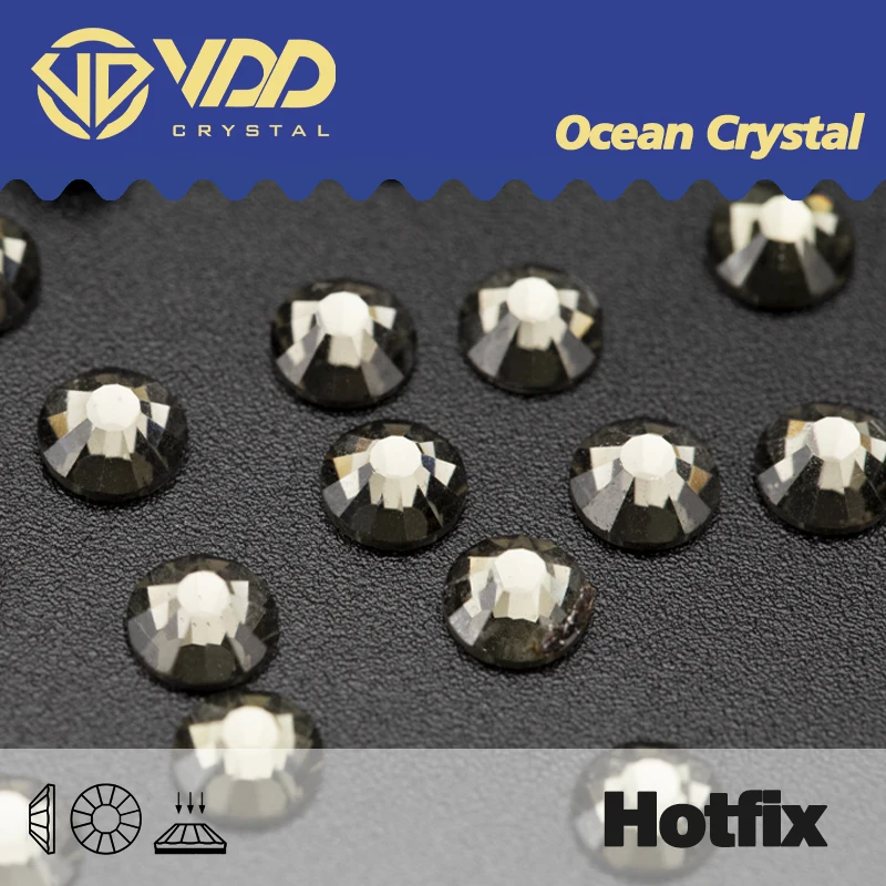 VDD Jet Black AAAAA Top Quality Glass Hotfix Rhinestones Crystal Flatback  Glitter Strass 3D Stones Clothes Garment Decorations