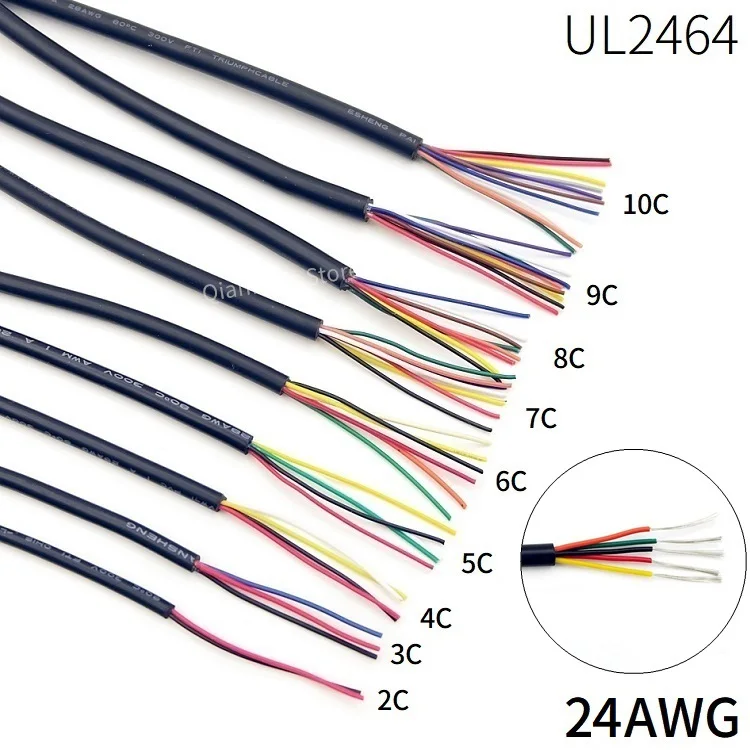 1 м обшитый провод кабель 24AWG Channl аудио линия 2 3 4 5 6 7 8 9 10 ядер изолированный мягкий