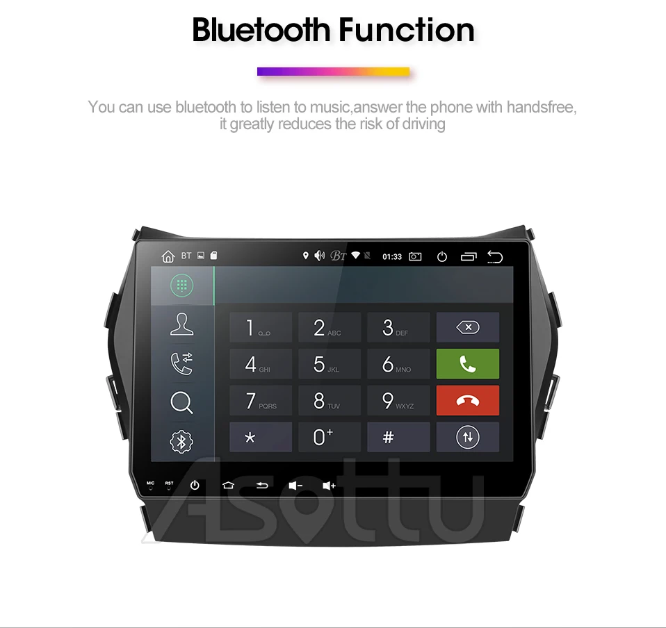 Discount Asottu CIX459060 Android PX30  9.0 car dvd gps video radio player 1 din for Hyundai IX45 Santa fe 2013 car navigaton unit 11