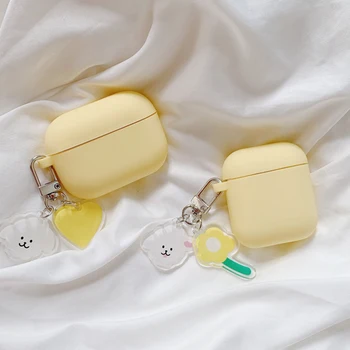 

INS Silicone Cover With Keychain For Airpods pro Cases Cute Wireless Bluetooth Soft Earphone Case For Airpods 2 Accessories