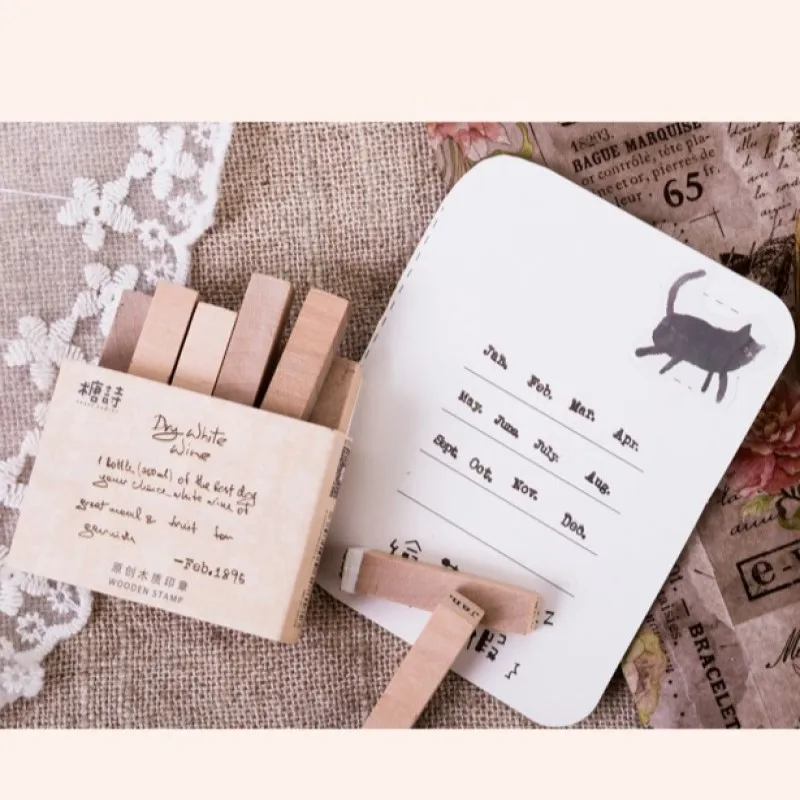 Cute Mini Diary Month Stamps Smile Face Sign Scrapbooking Material Journaling Sketchbook Planner DIY Hobby Craft Supplies