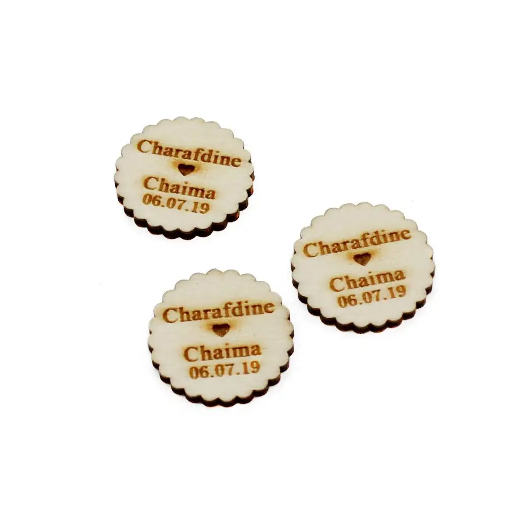 Style 3 50pcs Personalised Engraved Wooden Wave Circle Table Centerpieces Custom Name Tag For Wedding Baby Shower Guest Gift Decor - Цвет: Style 3