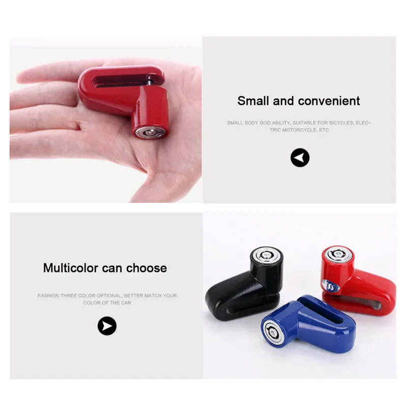 Bicycle Motorcycle Lock Cycling Mini Anti-theft Lock Bike Skid-proof Disc Brake Lock Valve Type Lock Core Bicycle Accessories