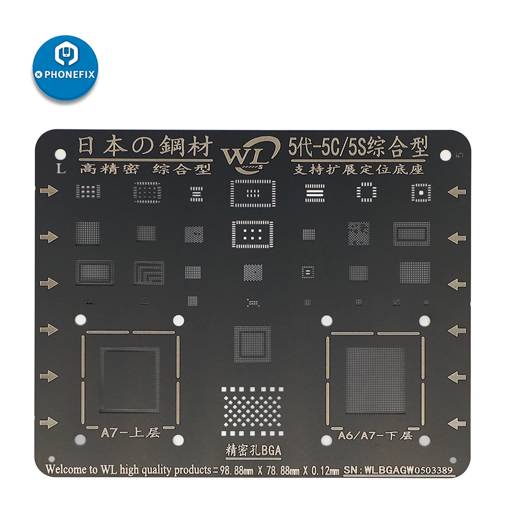 WL черный BGA трафарет для iPhone 5 6 7 8 X XS MAX XR реболлинг WL черная стальная сетка реболлинг жестяная посадка шаблон