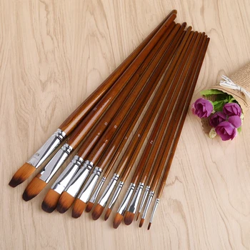 

13Pcs Artist Paint Brush Set Nylon Hair Watercolor Oil Painting Acrylic Drawing