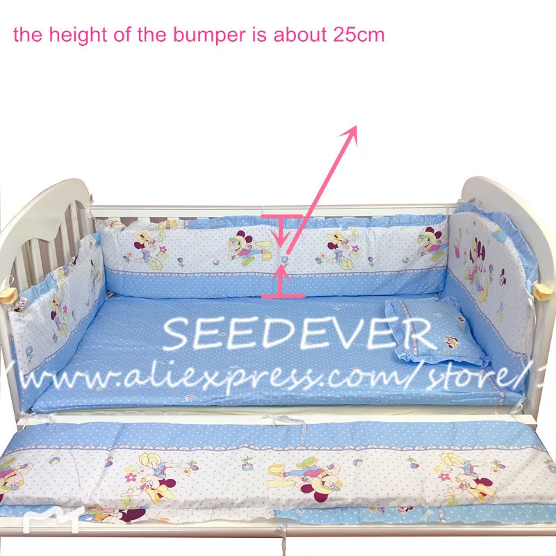 Детский комплект постельного белья 120*65 см, хлопковый комплект для кроватки, детская подушка-бампер, подушка для матраса, детское постельное белье, защита для головы, кровать с Минни