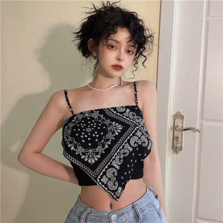 2021 New Vest Small Sling Women's Spring Paisley Slim Fit Inner Wear Outer Black Bf Top Fashion | Женская одежда