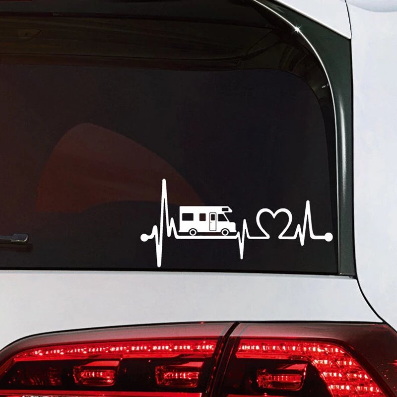 Autocaravana, autocaravana, autocaravana, pegatina para Camper, latido del corazón, tatuaje, decoración de coche