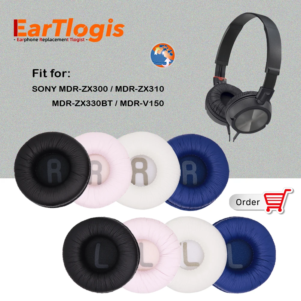 

EarTlogis Replacement Ear Pads for SONY MDR-ZX300 MDR-ZX310 MDR-ZX330BT MDR-V150 Headset Parts Earmuff Cover Cushion Cups Pillow