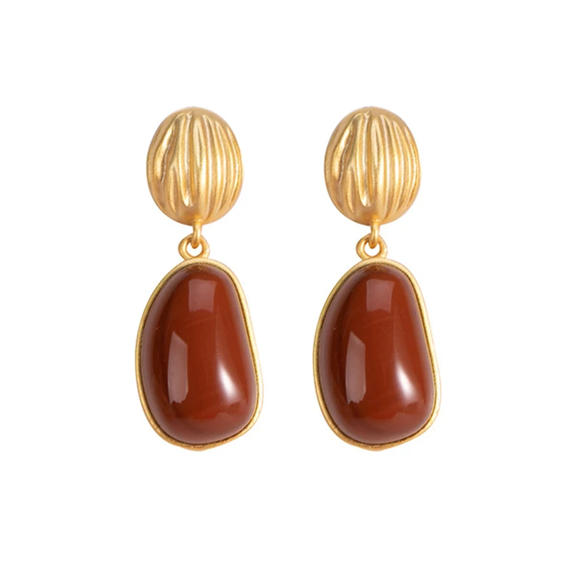 Семь девушек, висячие серьги, 925 пробы, серебро, натуральный камень, агат, Винтаж, Золотые серьги для женщин, вечерние, роскошные, хорошее ювелирное изделие - Цвет камня: ES0773