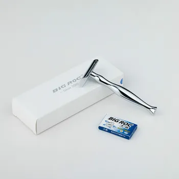 

Memale Gift Box Package Extended Shank Copper zinc Alloy Hand Shaver Old Fashioned Razors + 5 Stainless SteelReplacement Blades