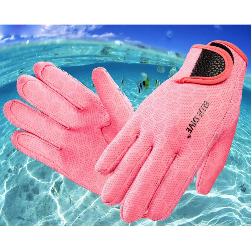 1 pair diving gloves Professional 1.5mm Neoprene Warm Gloves Diving Equipment High Quality Gloves For Swimming dive black pink 3