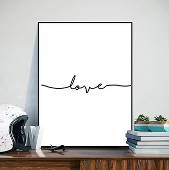 

Nordic Minimalist Stick Black and White Canvas Painting LOVE Hallway Wall Pictures for Living Room Posters and Prints Wall Art