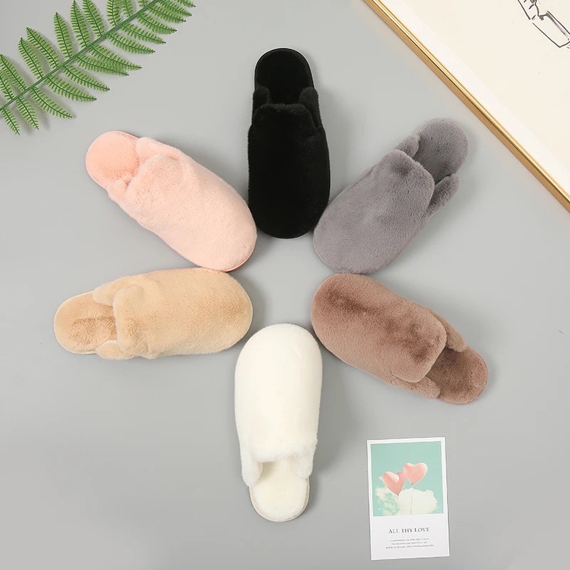 2021 New Cotton Slippers Women Household Home Faux Fur Sandales Men Sandals  Winter Sandalias In Stock Baotou Cotton Mop