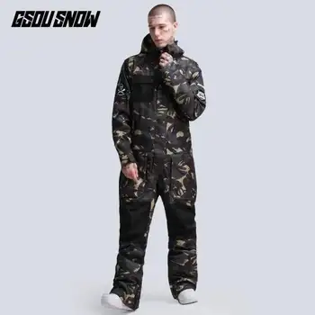 

GSOU SNOW One Piece Ski Suit Women Men Snowboard Jacket Adult Skiing Suit Windproof Waterproof Super Warm Sport Wear Winter Suit