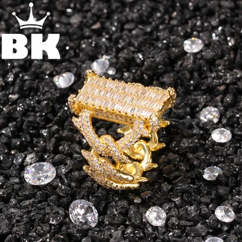 

Full Eternity Rings Big Square Hollow barbed drops of water For Women Gold silver color CZ Paved Simple Jewelry Engagement Gifts