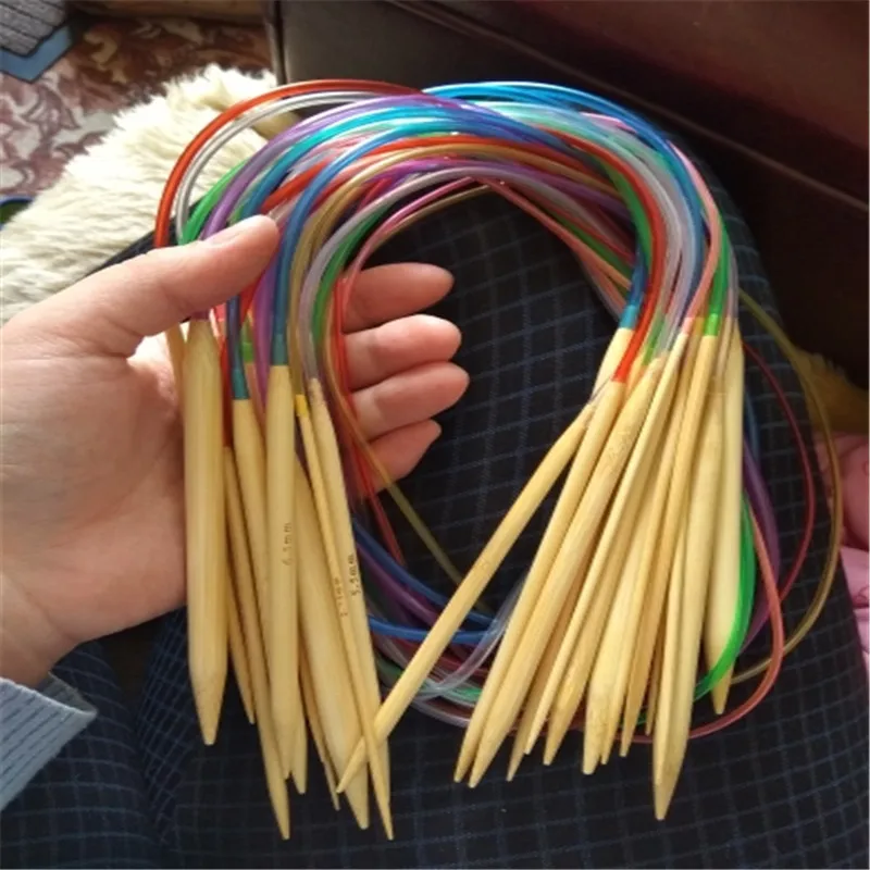 Многоцветная трубка 18 размеров/Набор бамбуковых круглых спиц для вязания крючком набор двойных спиц бамбуковые круговые спицы для вязания крючком