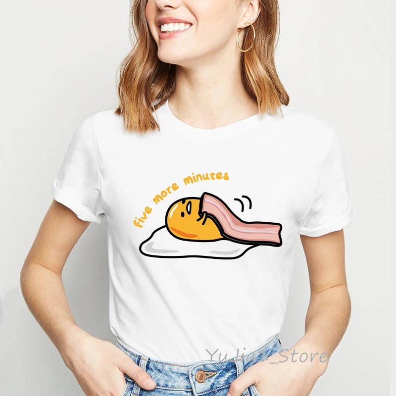 Есть ли у нас только для того, чтобы надпись Gudetama принт Забавные футболки для женщин ленивый яйцо футболка femme 90s одежда tumblr Графический Тройники