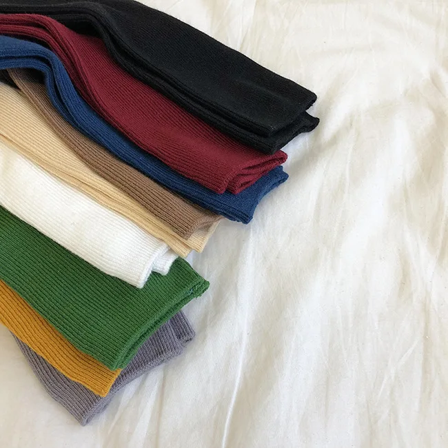 Yellow Zheng Autumn Korean-style College Style Base Multi-color Bunching Socks Tube Long Socks Solid Color WOMEN'S Socks PS